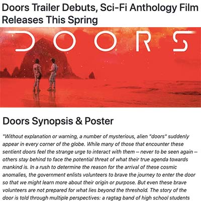 Doors Trailer Debuts, Sci-Fi Anthology Film Releases This Spring